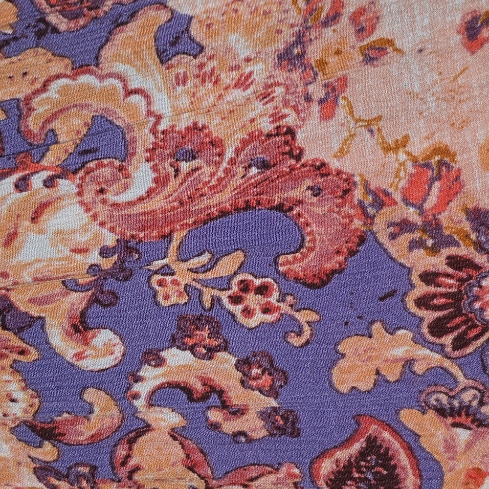 Myra Bag V-Neck A-Line Orange Purple Floral Elastic Waist Dress Womens Size L - Picture 15 of 16
